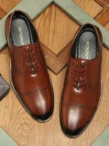 MUTAQINOTI Men's Brown Luxury Formal Oxford Leather Shoes