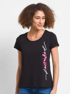 Globus Women Black Printed T-shirt