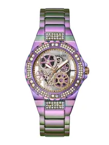 GUESS Women Skeleton Dial Bracelet Style Straps Analogue Watch GW0302L3