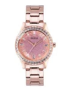 GUESS Women Embellished Dial & Stainless Steel Bracelet Style Straps Watch