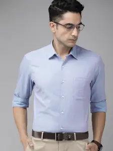 Arrow Men Lavender And Blue Geometric Printed Original Slim Fit Pure Cotton Formal Shirt