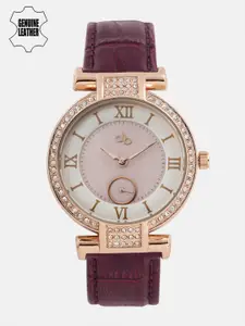 DressBerry Women Pink & Off-White Analogue Embellished Watch MFB-PN-WTH-S8192