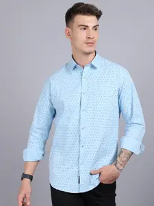 Rodamo Men Blue Slim Fit Printed Casual Shirt