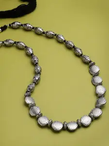 PANASH Silver-Toned German Silver Oxidised Necklace