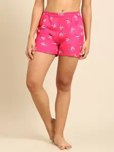Katn India Women Pink & Blue Printed Lounge Shorts