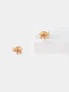 SHAYA Gold-Plated Elephant Shaped 925 Silver Studs Earrings