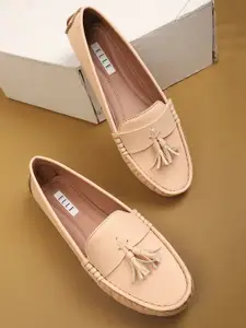 ELLE Women Peach-Coloured Tassel Loafers
