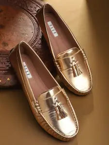 ELLE Women Gold-Toned Tassel Loafers