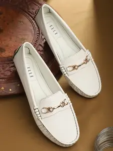 ELLE Women White Casual Front Belted  Loafers