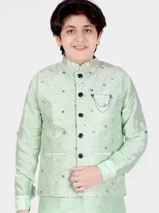 CAVIO Boys Sea Green Kurta with Pyjama & with Nehru Jacket