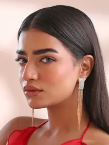 Yellow Chimes Women Gold-Toned Tasseled  Drop Earrings