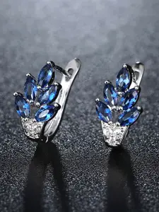 Yellow Chimes Swarovski Leafy Rhodium Plated Crystal Clip On Earrings