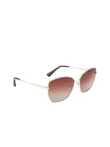 OPIUM Women Brown Lens & Gold-Toned Butterfly Sunglasses with Polarised Lens