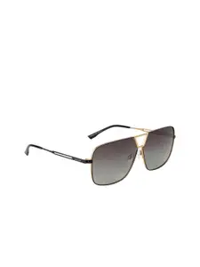 OPIUM Men Brown Lens & Black Rectangle Sunglasses with Polarised Lens