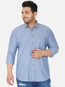 John Pride Men Blue Comfort Plus Size Casual Shirt