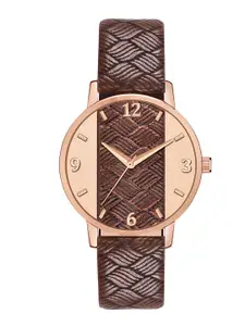 PERCLUTION ENTERPRISE Women Brown Printed Dial & Brown Leather Bracelet Style Straps Analogue Watch
