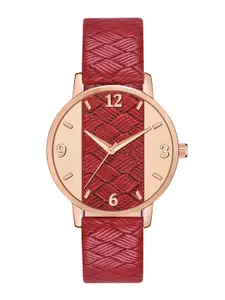 PERCLUTION ENTERPRISE Women Maroon Printed Dial & Leather Straps Analogue Watch PE399