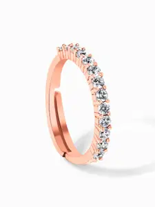 March by FableStreet 925 Sterling Silver Rose Gold-Toned Half Eternity Ring