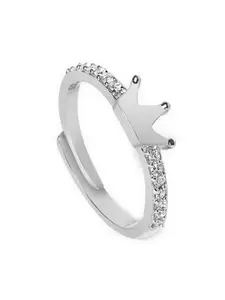 March by FableStreet Rhodium-Plated 925 Sterling Silver Queen Zircon Ring