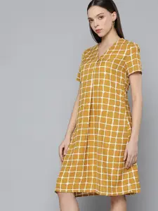 Chemistry Geometric Print Pleated A-Line Dress