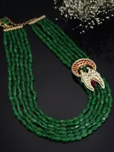 DUGRISTYLE Gold-Toned & Green Sterling Silver Gold-Plated Handcrafted Necklace