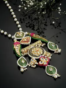 DUGRISTYLE Gold-Toned & Green Sterling Silver Gold-Plated Handcrafted Necklace