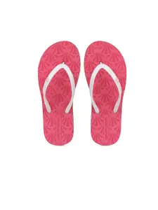 Carlton London Women Pink & White Thong Flip-Flops