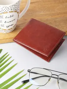 ZEVORA Women Brown Leather Two Fold Wallet