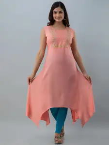 KIMAYRA Women Pink Yoke Design Kurta