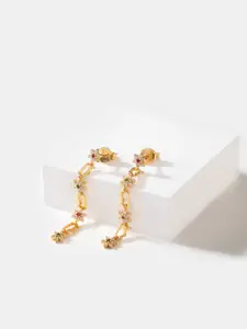 SHAYA Gold-Toned Contemporary Drop Earrings
