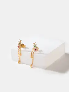 SHAYA Gold-Toned Contemporary Drop Earrings