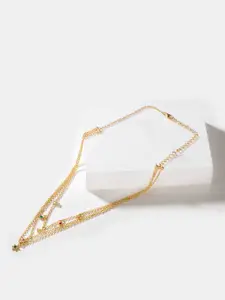 SHAYA Gold-Toned & White Sterling Silver Gold-Plated Layered Necklace