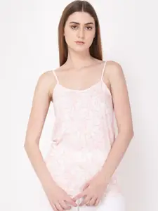 YOONOY Women Pink & White Printed Cotton Camisoles