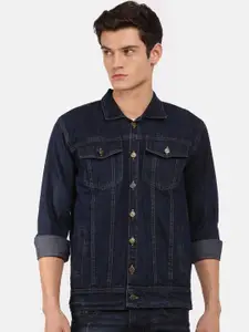 VOXATI Men Blue Washed Cotton Denim Jacket