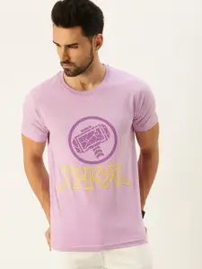 VEIRDO Men Purple Typography Printed T-shirt