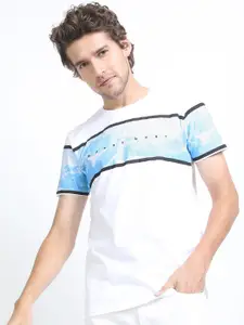 HIGHLANDER Men White Round Neck Slim Fit T-shirt