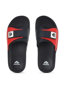 Adda Men Navy Blue & Red Rubber Sliders