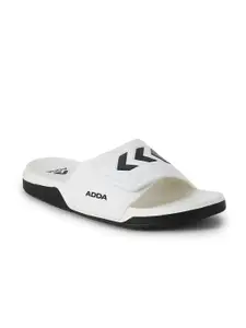 Adda Men White & Black Rubber Sliders