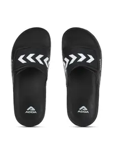Adda Men Black & White Rubber Sliders