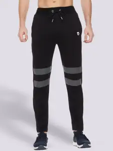 Mark Leute Men Black Regular Fit Striped Cotton Track Pants