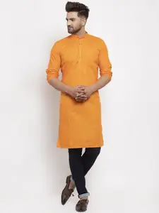 Kaifoo Men Orange  Long Kurta