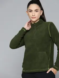 HRX by Hrithik Roshan Women Olive Green Fleece Outdoor Sweatshirt