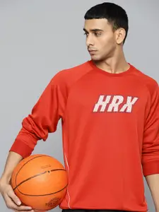 HRX by Hrithik Roshan Men Red Brand Logo Printed Rapid-Dry Basketball Sweatshirt