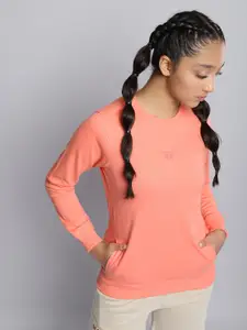 HRX by Hrithik Roshan Girls Coral Solid Sweatshirt