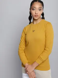 HRX by Hrithik Roshan Girls Mustard Yellow Solid Sweatshirt