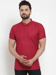 Kaifoo Men Maroon Solid Kurta