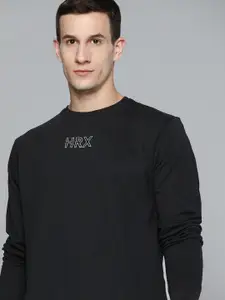 HRX by Hrithik Roshan Men Black Brand Logo Printed  Sweatshirt