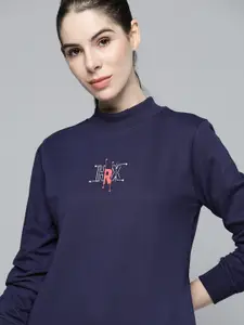 HRX by Hrithik Roshan Women Navy Blue Rapid Dry Technology Printed Sweatshirt