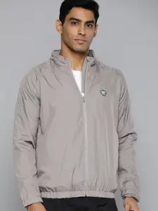 HRX by Hrithik Roshan Men Grey Brand Logo Printed Rapid-Dry Football Jacket
