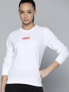 HRX by Hrithik Roshan Women White Brand Logo Print Lifestyle Sweatshirt